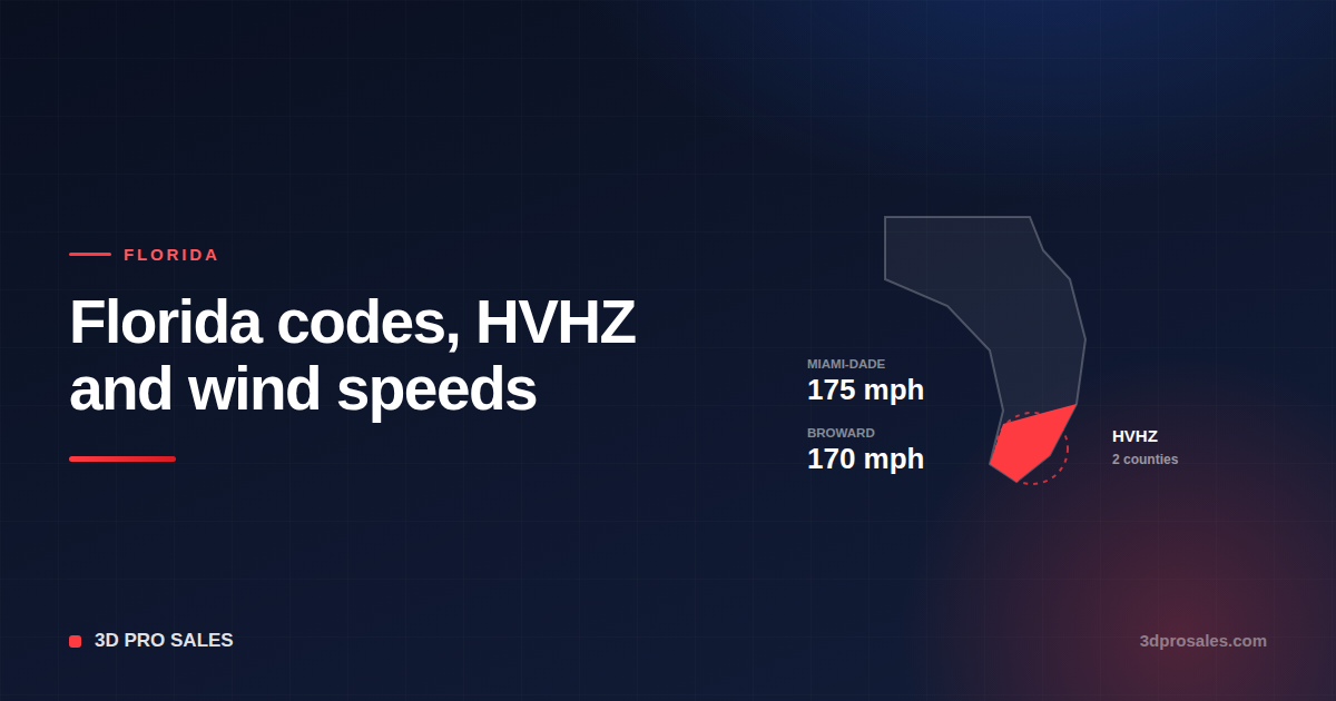 Chart of Florida HVHZ design wind speeds for Miami-Dade and Broward counties